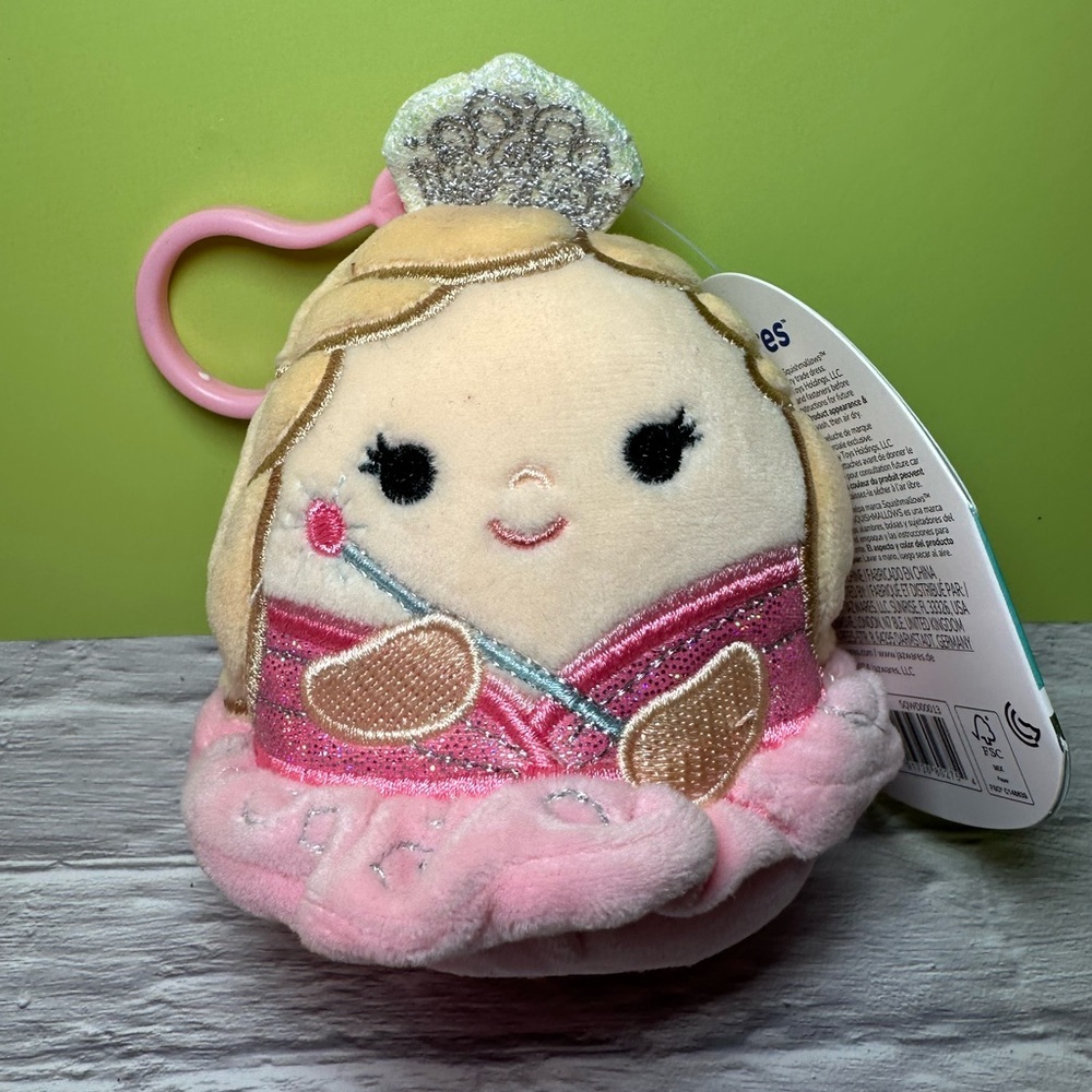 Squishmallows 3.5 inch Wicked Glinda bag charm clip / keychain NWT